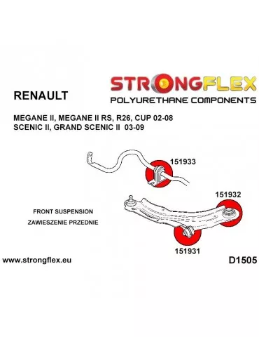  Silent block Polyuréthane SPORT Bras Avant Inférieur Renault