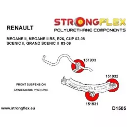  Silent block Polyuréthane Bras Avant Inférieur Arrière Megane II 02-08