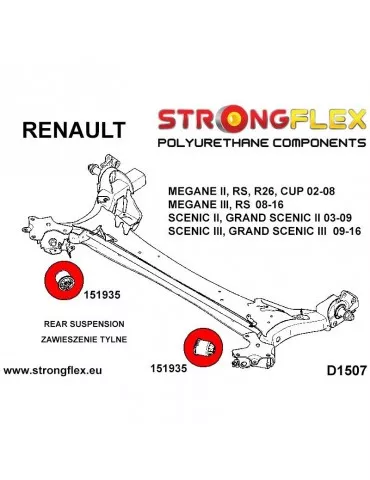  Silent block Polyuréthane Train Arrière  Megane III RS 08-16
