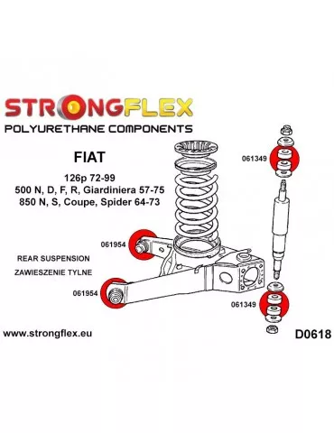  Silent block Polyuréthane Triangle de suspension Arrière Fiat 500 (57-75)
