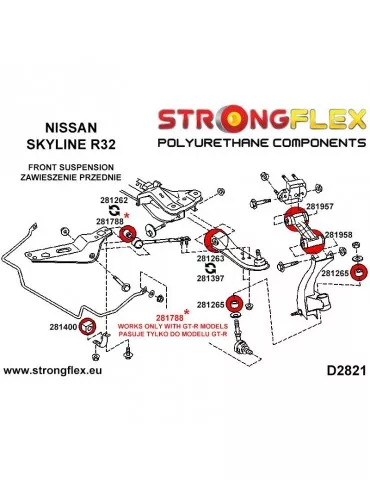  Silent block Polyuréthane SPORT Bras Supérieur Avant Nissan Skyline R32 (89-94)
