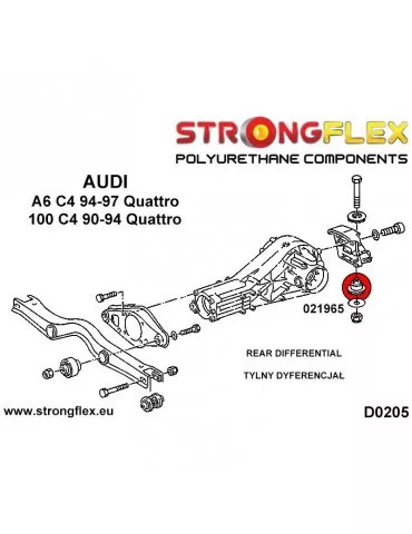 Silent block Polyuréthane differenciel Arrière Audi 100 C4 90-94 Quattro
