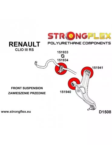  Silent block Polyuréthane SPORT Bras contrôle Avant Renault Clio Clio III Clio III RS 05-12

