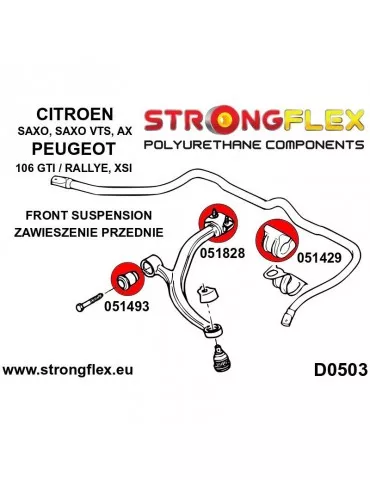  Silent block Polyuréthane SPORT Bras contrôle  Citroën Saxo
