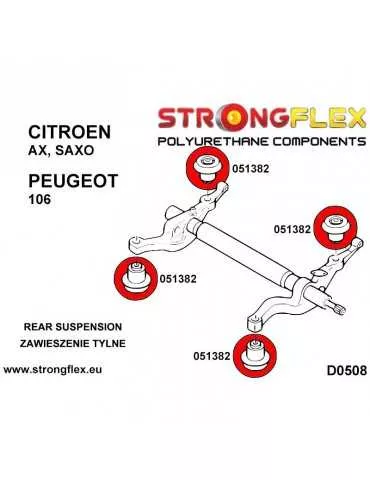  Silent block Polyuréthane barre transversale Arrière Citroën Saxo
