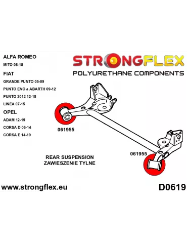  Silent block Polyuréthane SPORT Train Arrière  Opel / Vauxhall Corsa Nova Vita E X15 (14-19)