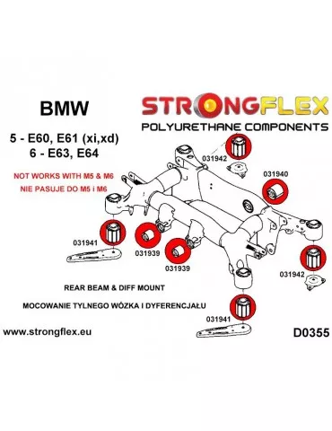  Kit Silent block Polyuréthane Train Avant et Arrière BMW 5 Series E60 03-10 Sedan
