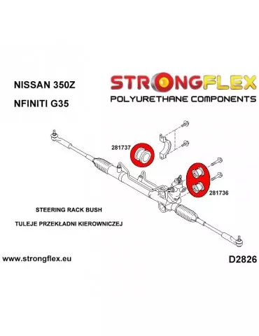  Kit SPORT Silent block Polyuréthane Support de Crémaillère de direction Nissan 350Z
