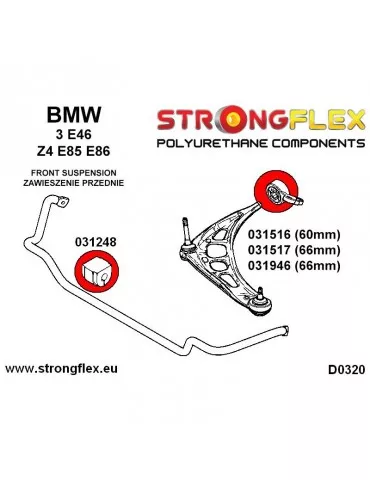  Silent block Polyuréthane Bras Avant Inférieures - eccentric 66mm SPORT BMW Z4 M E85/E86
