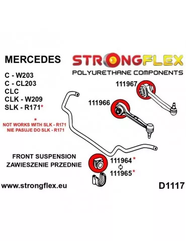  Silent block Polyuréthane SPORT Train  Mercedes CLK W209
