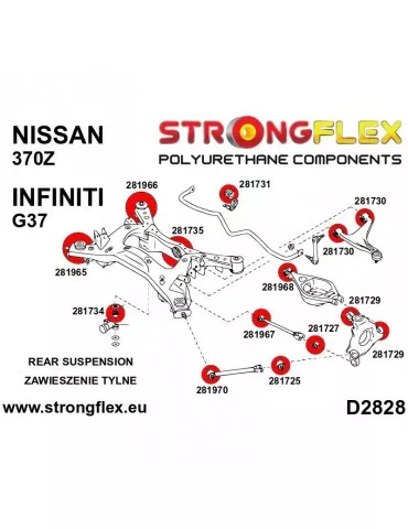  Silent block Polyuréthane SPORT Avant Berceau Arrière Nissan 370Z 09-

