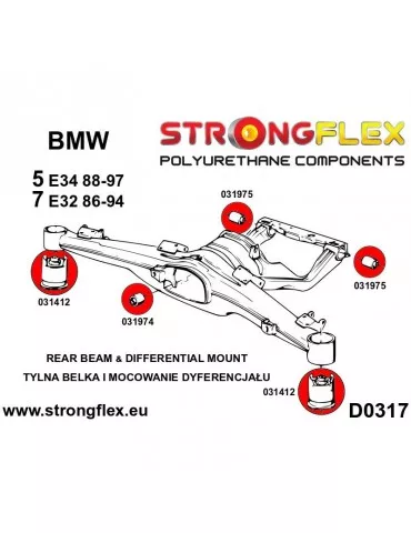  Silent block Polyuréthane SPORT differenciel Arrière BMW 5 Series E34 88-97
