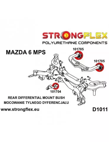  Silent block Polyuréthane differenciel Arrière Mazda 6 I 02-07 MPS
