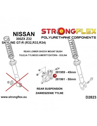  Silent block Polyuréthane 50mm SPORT Butée d'Amortestseur 50mm SPORT Arrière Inférieur 300ZX Z32