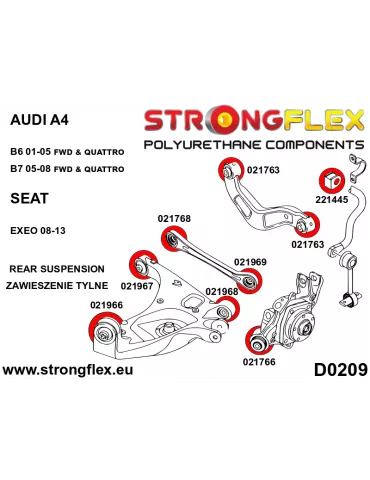 Kit SPORT Silent block Polyuréthane Train Avant et Arrière Seat Exeo 08-13
