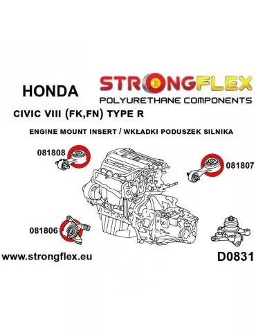  Support de boite de vitesse avec insert – Supérieur SPORT Honda Civic VIII 06-11 FK FN TYPE R
