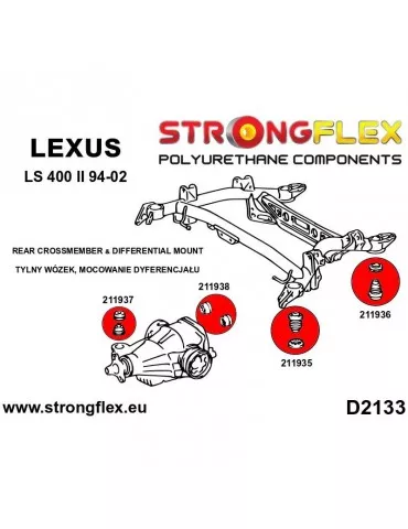  Silent block Polyuréthane Crossmember Arrière Lexus LS400 II UCF20 94-00
