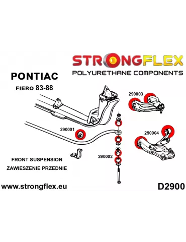  Silent block Polyuréthane Barre stabilisatrice Avant Pontiac Fiero 83-88

