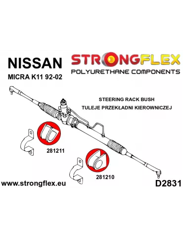  Silent block Polyuréthane SPORT Crémaillère de direction Nissan Micra / March II (92-02) K11
