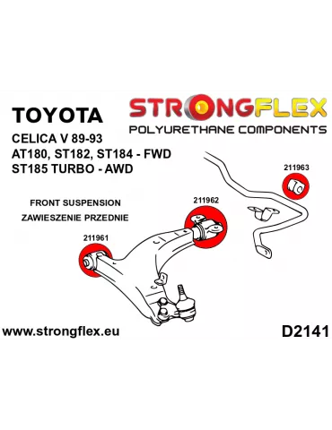  Silent block Polyuréthane SPORT Stabilestateur Avant Toyota Celica V (89-93) AT180, ST182, ST184 2 Roues motrices
