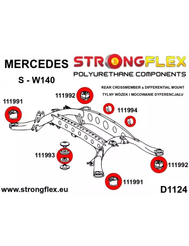  Silent block Polyuréthane SPORT différenciel Arrière  Mercedes Klasa S W140 (91-98)

