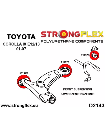  Silent block Polyuréthane Barre stabilisatrice Avant Toyota Corolla IX (01-07) E120 E130