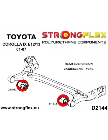  Silent block Polyuréthane SPORT Train Support Arrière Toyota Corolla IX (01-07) E120 E130