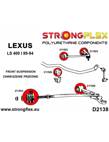  Silent block Polyuréthane Bras Radius Avant Lexus LS LS400 I UCF10 89-94
