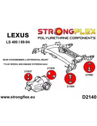  Silent block Polyuréthane SPORT Avant Berceau Arrière Lexus LS LS400 I UCF10 89-94
