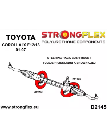  Silent block Polyuréthane Support de Crémaillère de direction Toyota Corolla IX (01-07) E120 E130