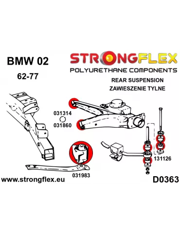  Silent block Polyuréthane Train Arrière  BMW 02 (62-77)

