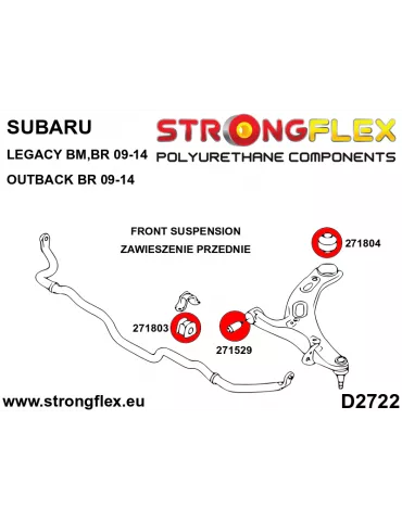  Kit Silent block Polyuréthane Train Avant Subaru Legacy BM BR (09-14)
