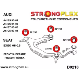  Silent block Polyuréthane kit Berceau Avant Audi A4 III (05-08) B7 / 8E 8H Quattro
