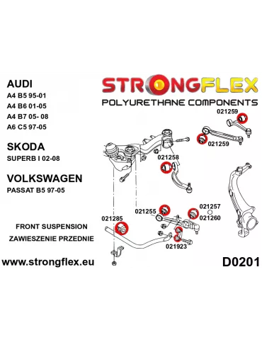  Silent block Polyuréthane kit SPORT Train de Suspension  Audi A6 C5 (97-04) Quattro & Allroad
