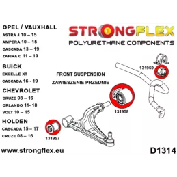  Silent block Polyuréthane SPORT Barre stabilisatrice Avant Opel / Vauxhall Zafira C (11-19)
