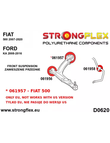  Silent block Polyuréthane SPORT Avant - Bras de Controle Avant Fiat 500 (07-20)
