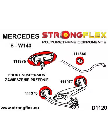  Kit Silent block Polyuréthane Suspension totale Mercedes Klasa S W140 (91-98)
