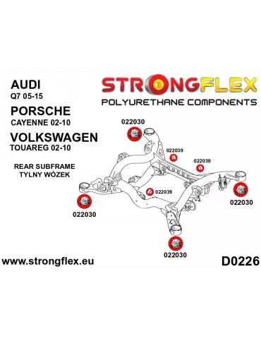  Silent block Polyuréthane SPORT Berceau Arrière Porsche Cayenne I (2002-2010)