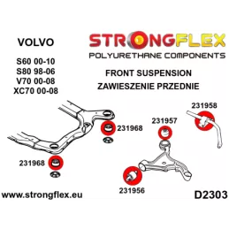  Silent block Polyuréthane SPORT Bras Avant  Volvo S80 I (98-06)
