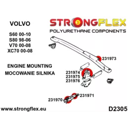  Silent block Polyuréthane Support de boite de vitesse Inférieur Avant Volvo S80 I (98-06)
