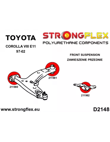  Kit SPORT Silent block Polyuréthane Train Avant Toyota Corolla VIII (97-02) E110