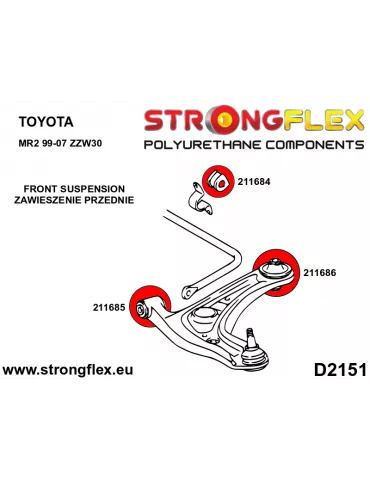  Silent block Polyuréthane SPORT Barre stabilisatrice Avant Toyota MR2 III (99-07) W30
