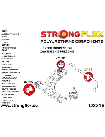  Silent block Polyuréthane Barre stabilisatrice Avant Škoda Kodiaq 2016-
