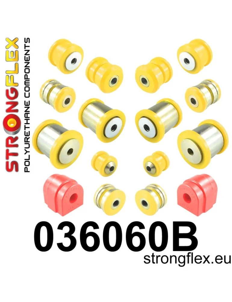  Kit Silent block Polyuréthane Train Avant et Arrière BMW Seria 5 VI (10-17) F10 / F11 Sedan 2 Roues motrices
