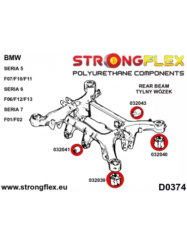  Silent block Polyuréthane Train Support Arrière kit BMW Seria 7 V (08-15) F01 / F02
