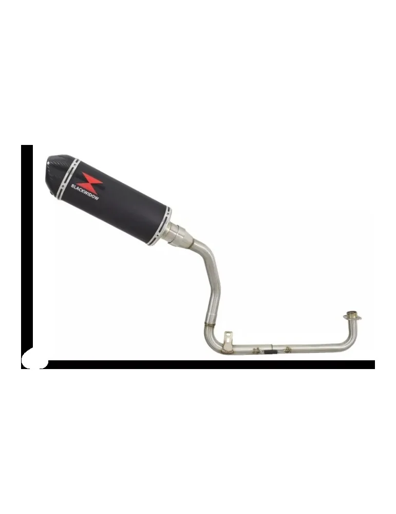 MSX 125 GROM 1-1 Exhaust System with 300mm Oval Black Painted Stainless Steel Silencer + Carbon Fibre Tip