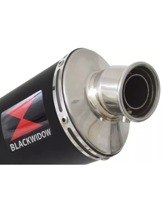 WR 125 R/X 2009/2016 Link Pipe and 300mm Round Black Painted Stainless Steel Silencer