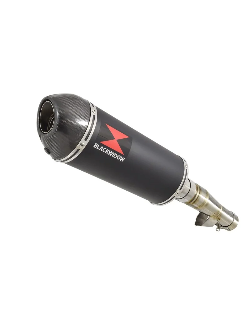 Honda NC 700 750 Integra 700 750 Tube de raccord + Silencieux Ovale Noir Inox + Carbone Tip 300mm