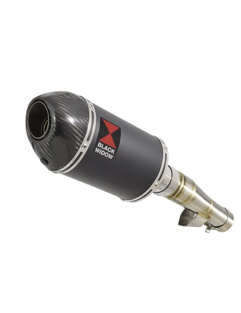 Honda NC 700 750 Integra 700 750 Tube de raccord + Silencieux Ovale Noir Inox + Carbone Tip 200mm