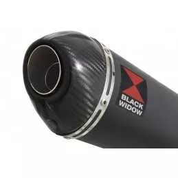 Honda NC 700 750 Integra 700 750 Tube de raccord + Silencieux Ovale Noir Inox + Carbone Tip 200mm